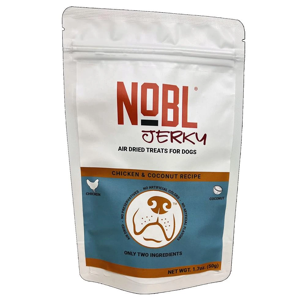 商品NOBL Foods|NOBL Jerky 100% Natural Air-Dried Treats For Dogs Chicken & Coconut Recipe (1.76 oz),价格¥49,第1张图片