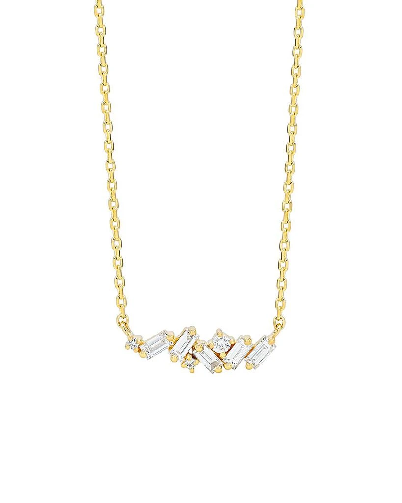 商品Suzanne Kalan|18K Yellow Gold Classic Diamond Baguette & Round Bar Necklace, 16-18",价格¥13921,第1张图片