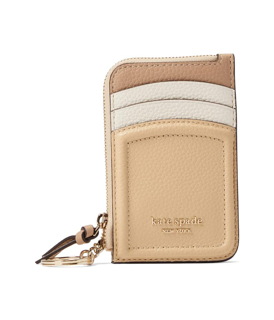 Knott Color-Blocked Pebbled Leather Zip Card Holder商品第1张图片规格展示