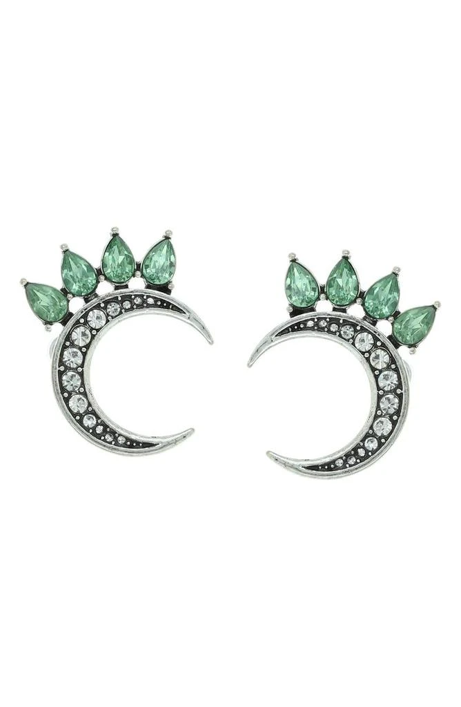 商品OLIVIA WELLES|Silver-Plated Luna Crystal Half Moon Stud Earrings,价格¥207,第1张图片