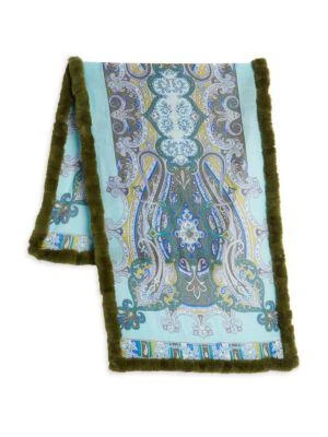 商品La Fiorentina|Paisley Print Faux Fur Trim & Wool Shawl,价格¥715,第2张图片详细描述