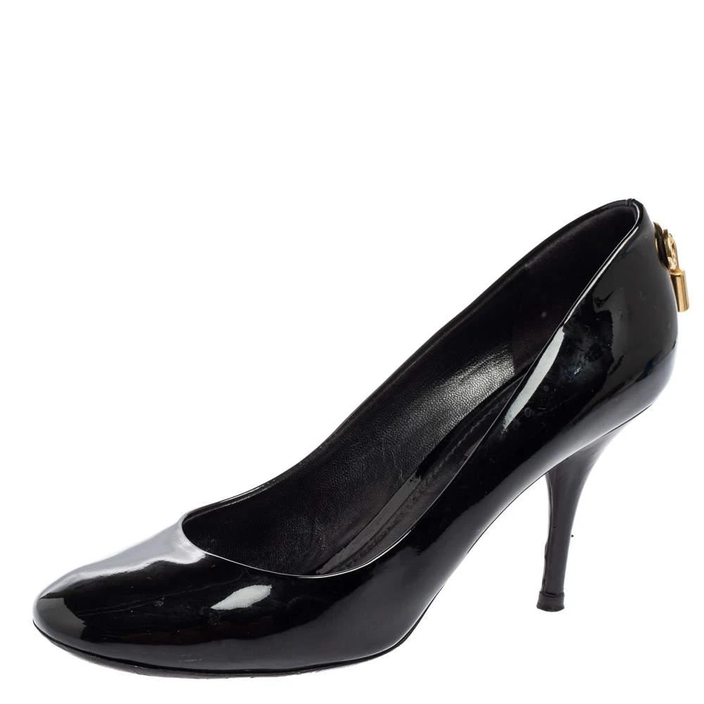 商品[二手商品] Louis Vuitton|Louis Vuitton Black Patent Leather Lock It Pumps Size 37.5,价格¥2348,第1张图片