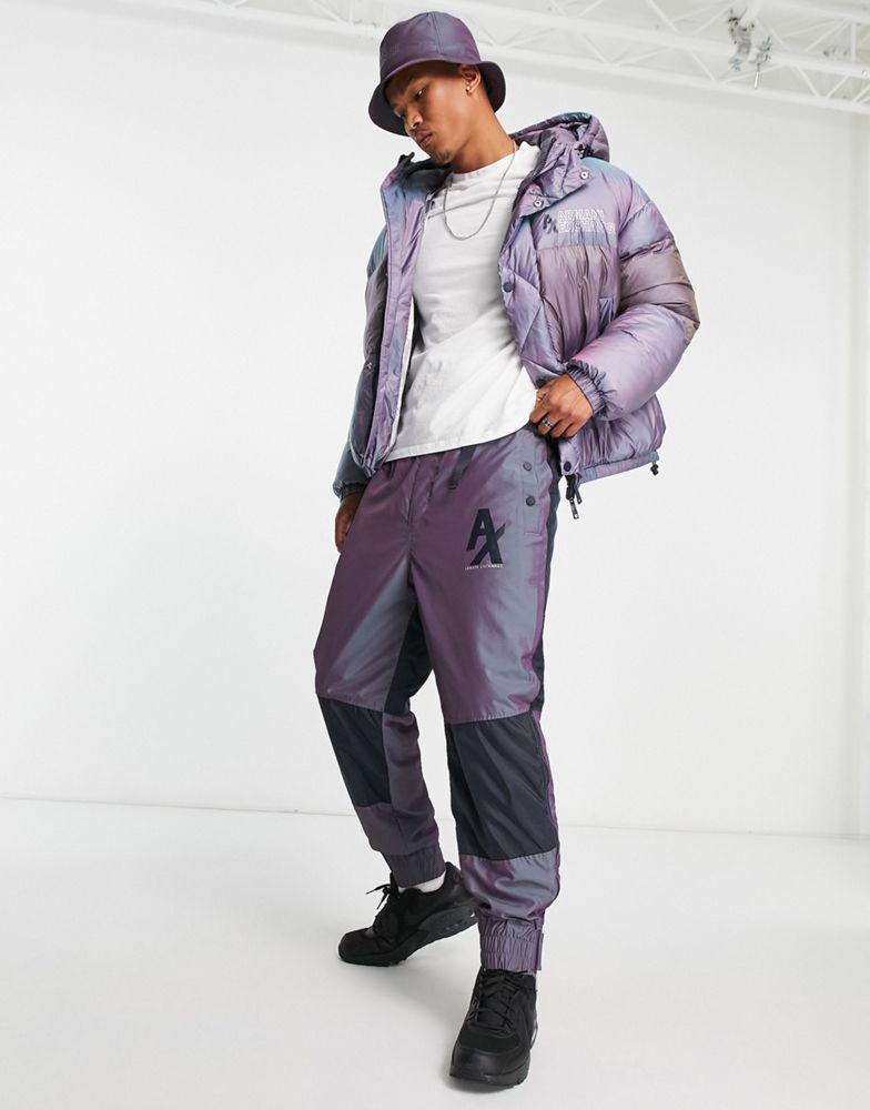 Armani Exchange irredescent joggers in purple商品第4张图片规格展示