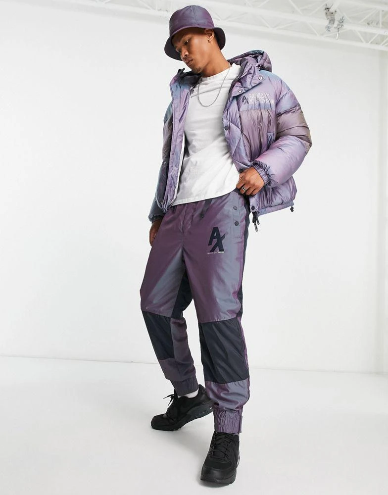 商品Armani Exchange|Armani Exchange irredescent joggers in purple,价格¥953,第4张图片详细描述