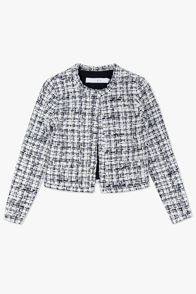 Iro Natali Checked Round Collar Tweed Jacket商品第1张图片规格展示