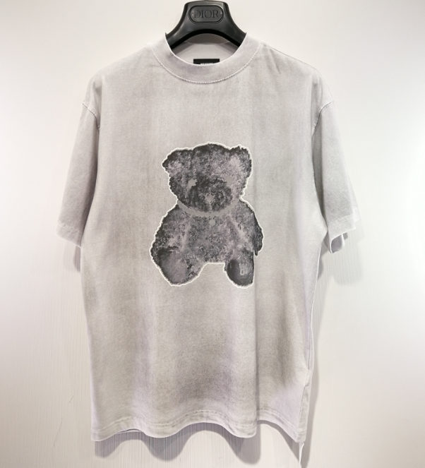 短袖小熊项链印花 反光个性短袖T恤 男女同款 黑白2色（香港仓发货）商品第5张图片规格展示