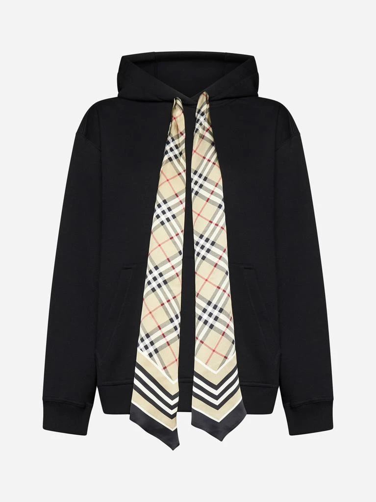 商品Burberry|Fern check scarf cotton hoodie,价格¥4610,第1张图片