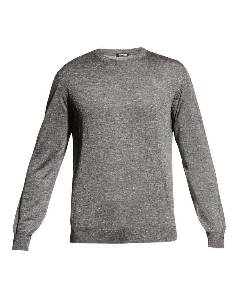 商品Kiton|Men's Heathered Crewneck Cashmere Silk Sweater,价格¥6743,第2张图片详细描述