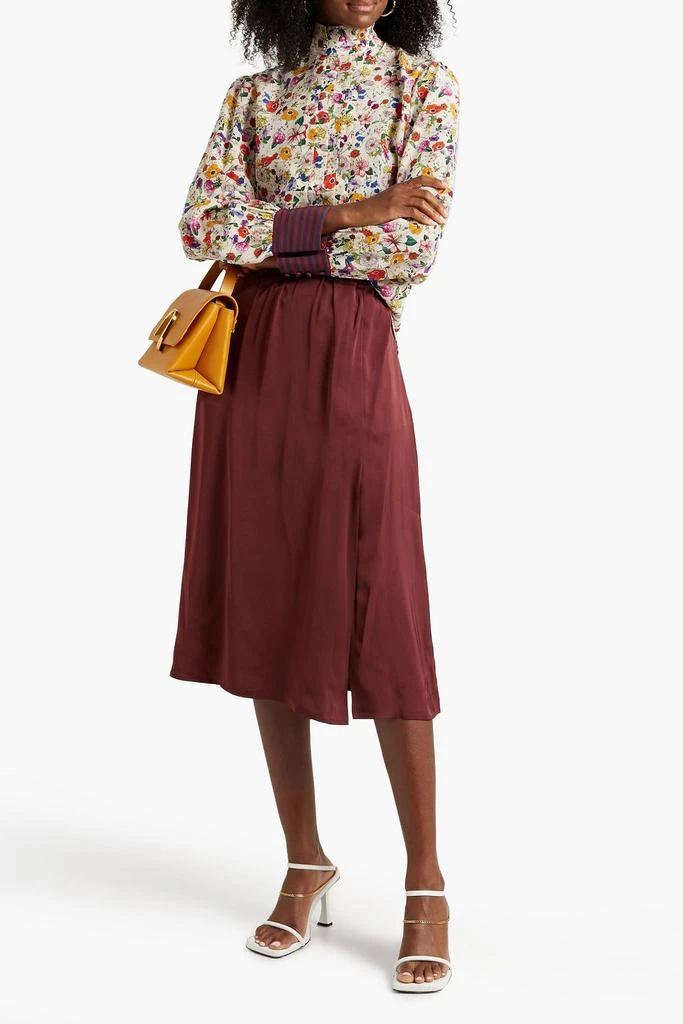 商品Officine Générale|Irena gathered satin midi skirt,价格¥397,第2张图片详细描述