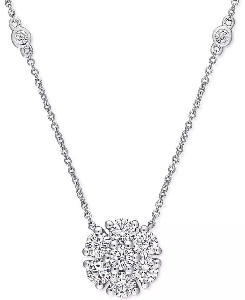 商品Macy's|Lab-Grown Moissanite Cluster 18" Pendant Necklace (1-1/3 ct. t.w.) in 10k White Gold,价格¥4974,第1张图片