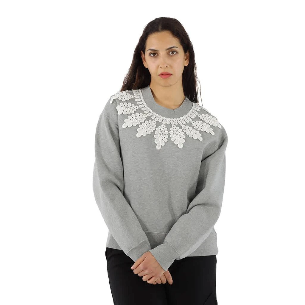 商品Burberry|Burberry Ladies Grey Melange Lace Applique Sweatshirt, Size X-Small,价格¥1138,第1张图片