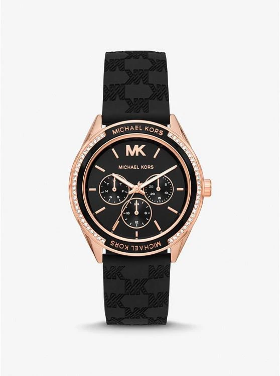 商品Michael Kors|Oversized Jessa Rose Gold-Tone and Logo Embossed Silicone Watch,价格¥1118,第1张图片