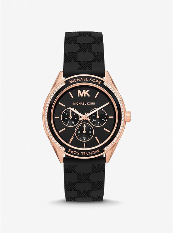 商品Michael Kors|Oversized Jessa Rose Gold-Tone and Logo Embossed Silicone Watch,价格¥1093,第1张图片