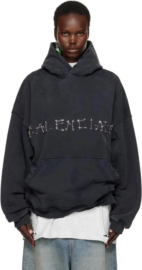 商品Balenciaga|黑色 Safety Pin Logo 连帽衫,价格¥20836,第1张图片