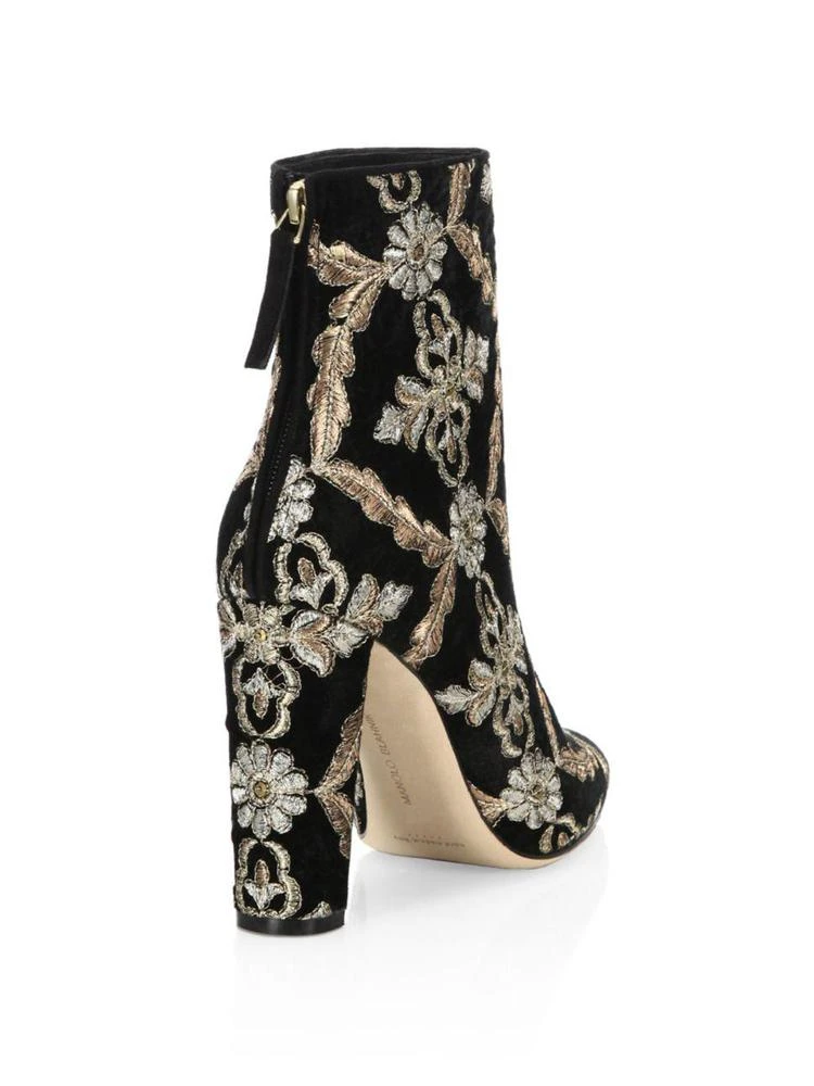 商品Manolo Blahnik|Isola 105 Embroidered Velvet Booties,价格¥3163,第2张图片详细描述