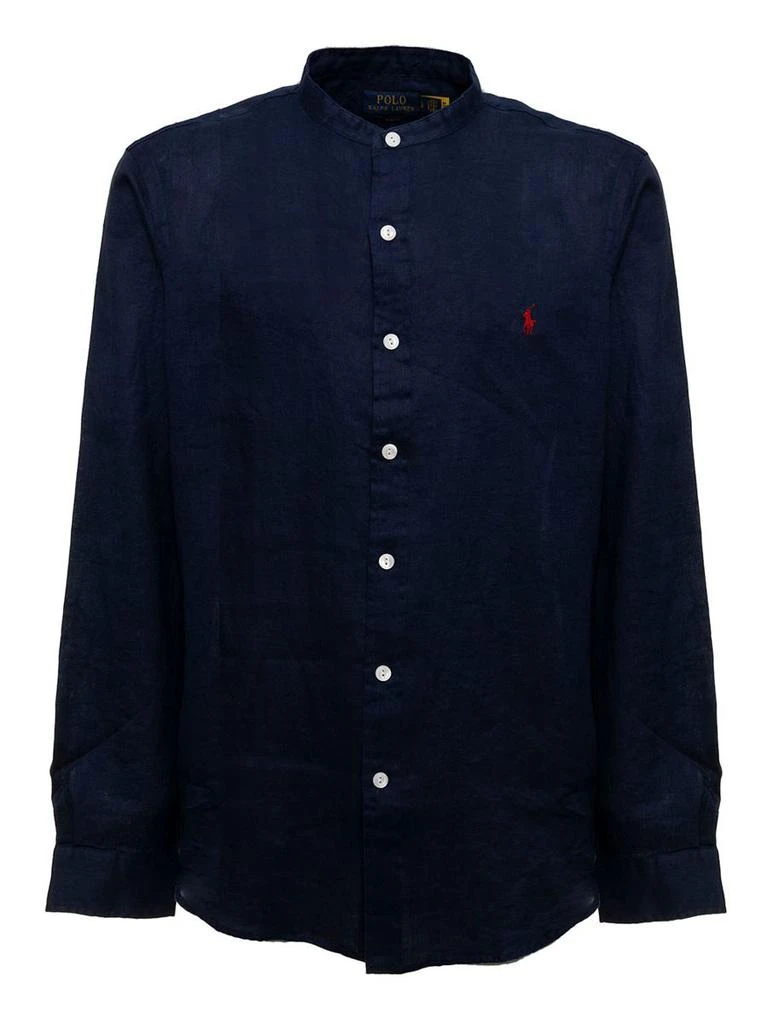商品Ralph Lauren|Polo Ralph Lauren Man's Blue Linen Shirt with  Logo,价格¥962,第1张图片