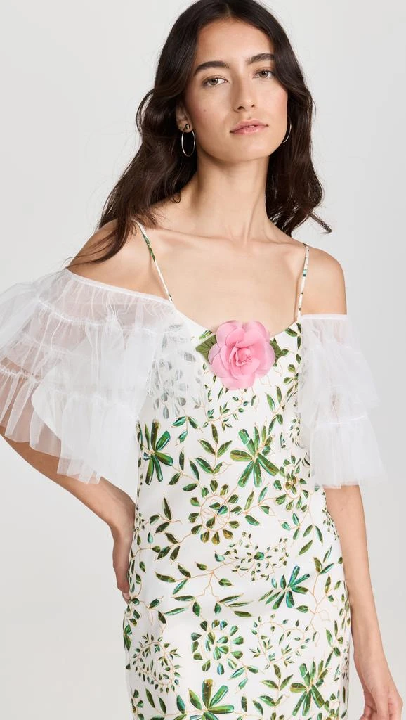 商品Rodarte|Off White and Green Printed Silk Bias Slip Dress,价格¥4474,第4张图片详细描述