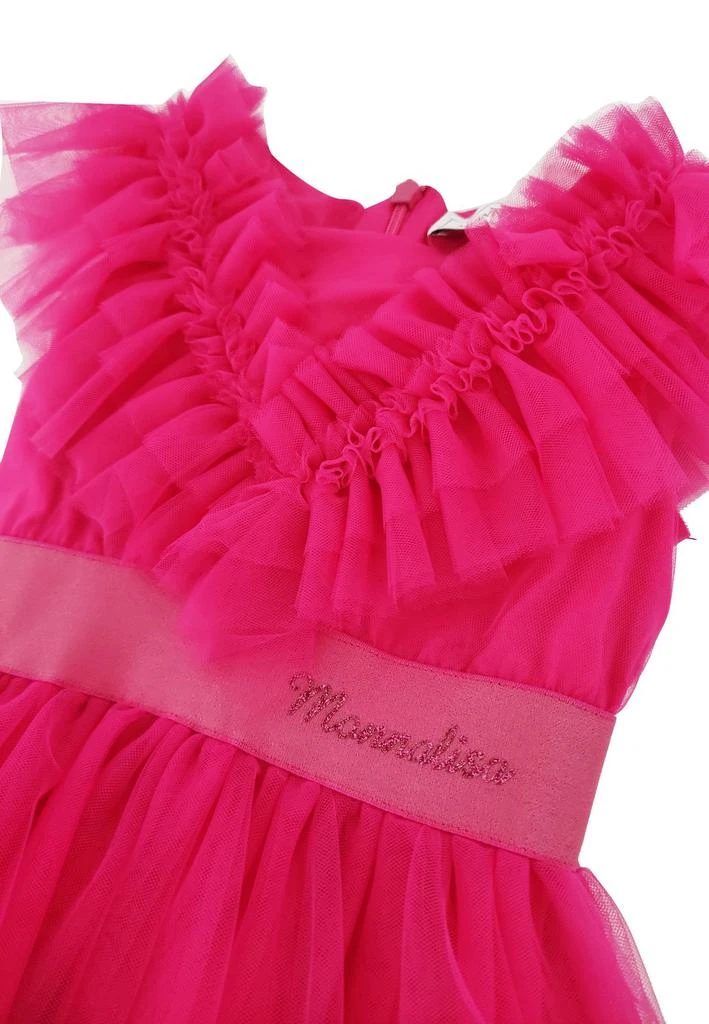 商品MONNALISA|Monnalisa Logo-Printed V-Neck Ruffled Dress,价格¥1876,第3张图片详细描述