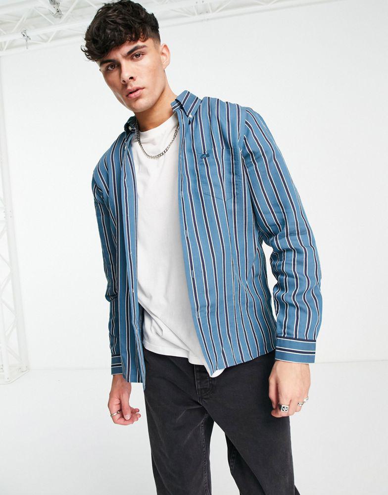 Lacoste long sleeve stripe shirt in navy商品第1张图片规格展示