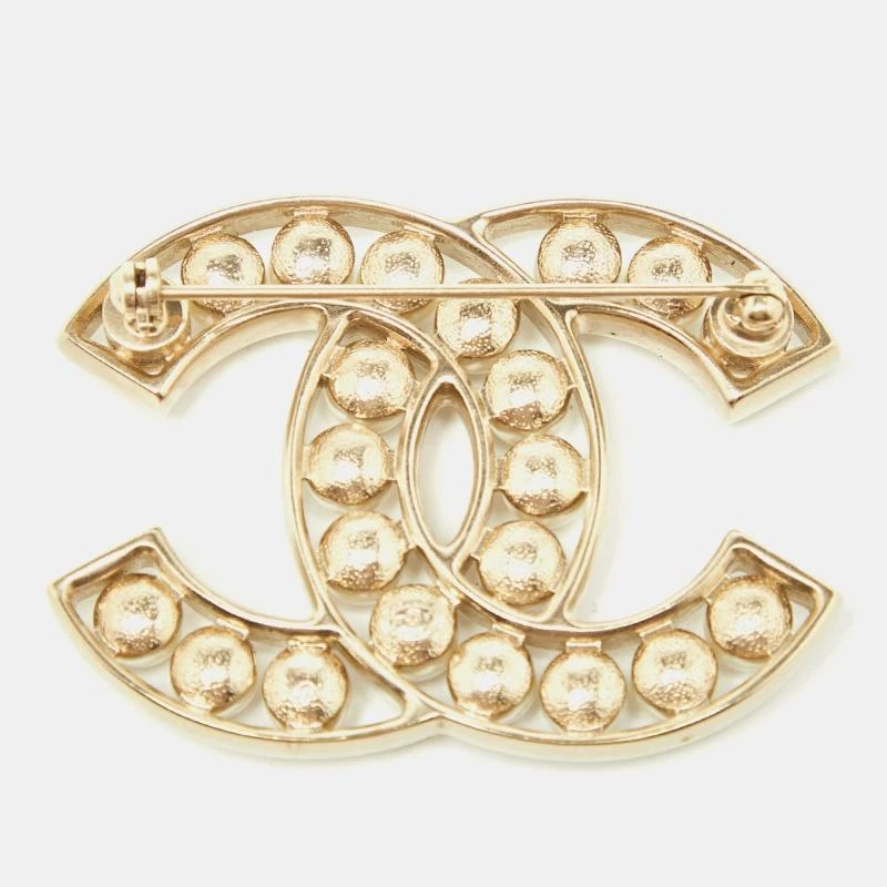 商品[二手商品] Chanel|Chanel CC Faux Pearl Gold Tone Brooch,价格¥3464,第2张图片详细描述