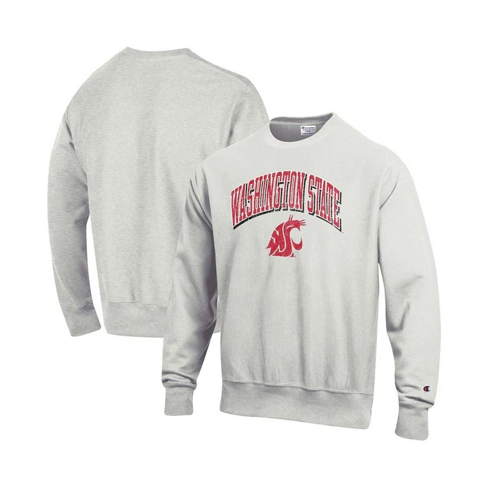 商品CHAMPION|Men's Heathered Gray Washington State Cougars Arch Over Logo Reverse Weave Pullover Sweatshirt,价格¥413,第1张图片