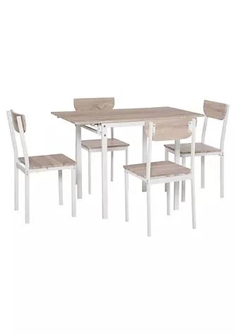 商品belk|Modern 5 Piece Dining Table Set For 4 With Foldable Drop Leaf 4 Chairs And Metal Frame For Small Spaces White,价格¥1620,第1张图片