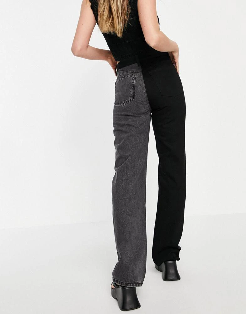 商品Topshop|Topshop 90s straight colour block jeans in washed black,价格¥270,第2张图片详细描述