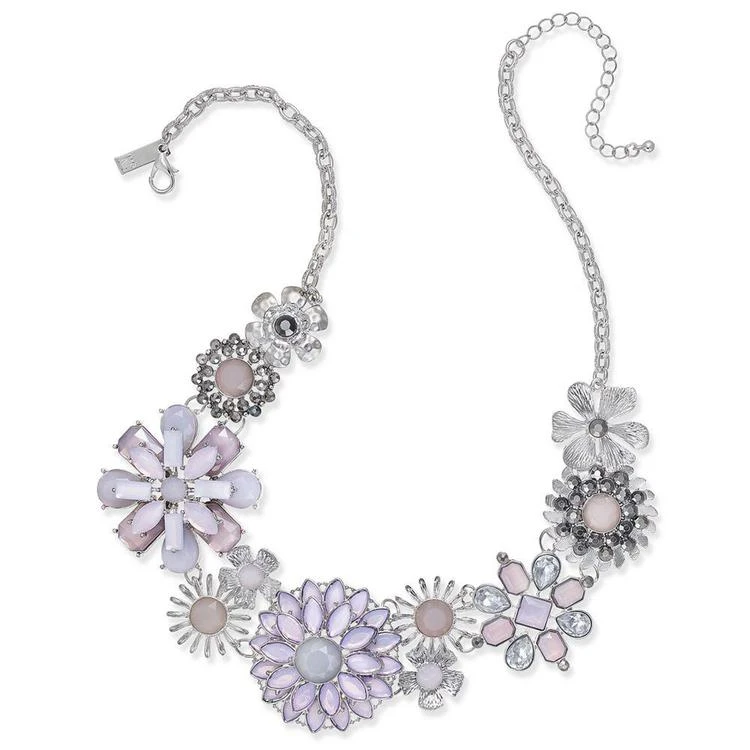 商品INC International|I.N.C. Silver-Tone Multi-Stone Flower Statement Necklace, 18" + 3" extender, Created for Macy's,价格¥100,第1张图片