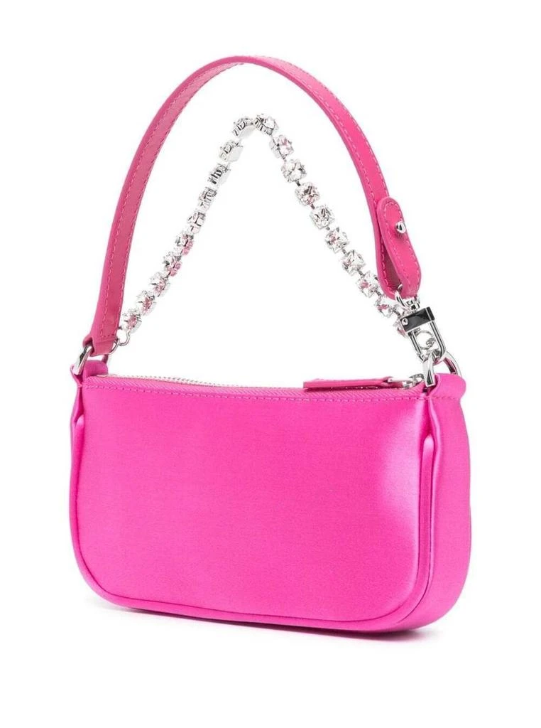 商品by FAR|BY FAR Fuchsia Pink Shoulder Bag With Crystal Embellished Chain In Silk Woman,价格¥2592,第2张图片详细描述