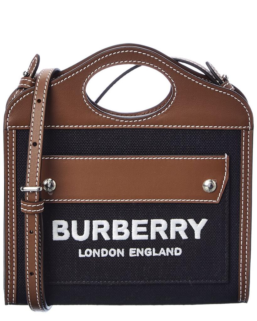商品 Burberry Micro Canvas & Leather Pocket Tote 图