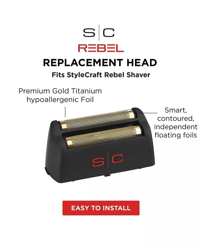 商品StyleCraft Professional|Replacement Rebel Shaver Gold-Tone Titanium Foil Head,价格¥97,第2张图片详细描述