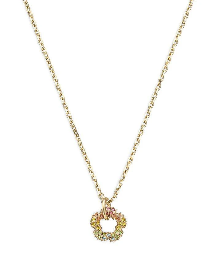 商品Coach|Signature Tea Rose Multicolor Crystal Open Flower Pendant Necklace in Gold Tone, 16"-18",价格¥711,第1张图片