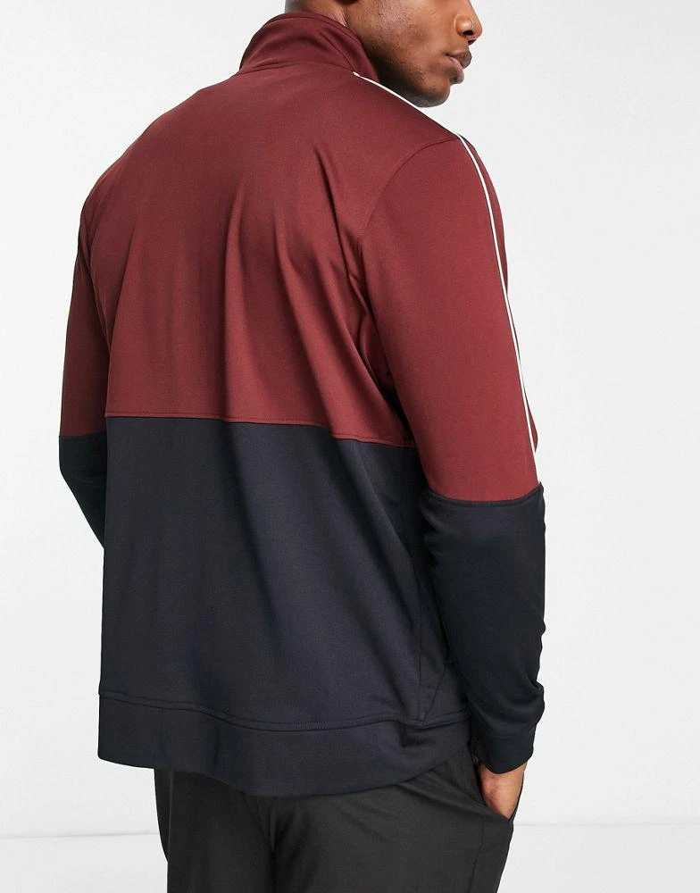 商品Under Armour|Under Armour Training pique track jacket in black and burgundy colourblock,价格¥212,第2张图片详细描述