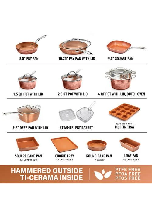 商品Gotham Steel|20 Piece Hammer Ti Ceramic Nonstick Cookware and Bakeware Set,价格¥1823,第3张图片详细描述