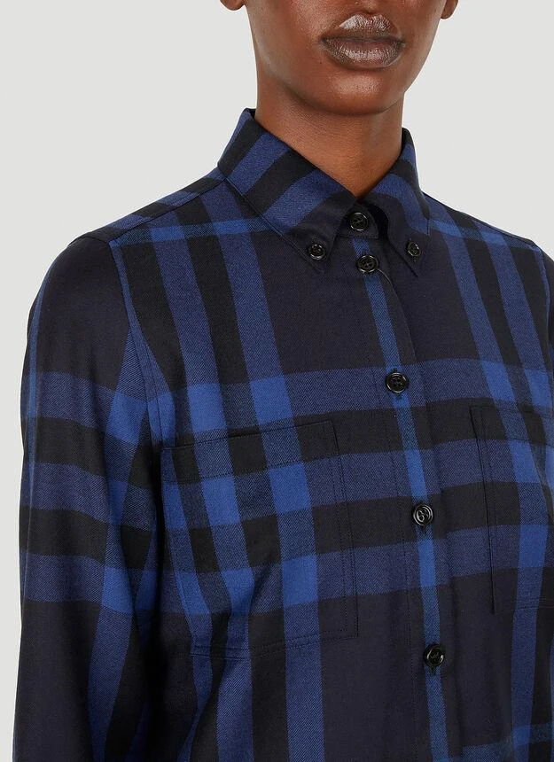 商品Burberry|Anette Check Shirt in Blue,价格¥7282,第5张图片详细描述