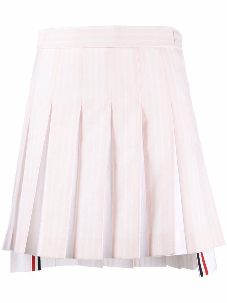 商品Thom Browne|THOM BROWNE WOMENMINI DROPPED BACK PLEATED SKIRT W/ OXFORD PLEATS IN HAIRLINE REP STRIPE TWIST YARN SUITING,价格¥2877,第7张图片详细描述