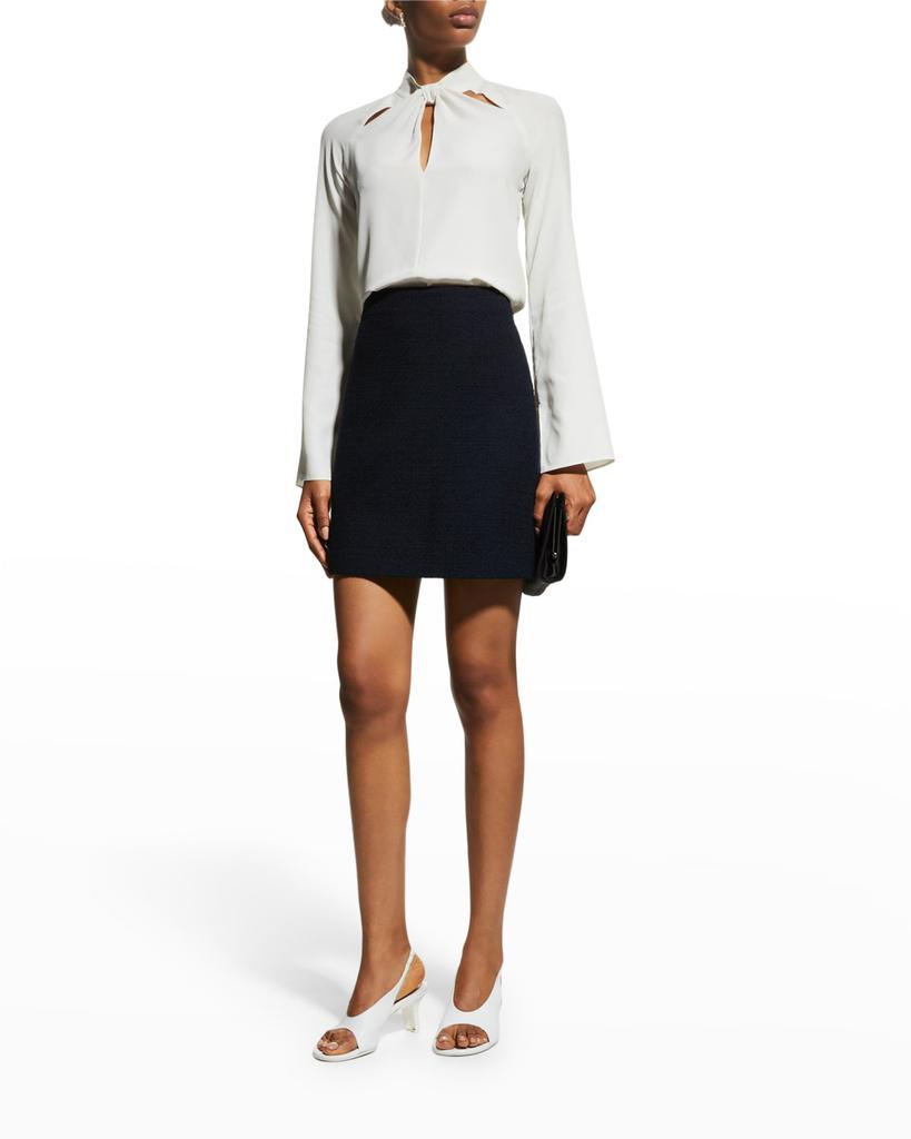 商品St. John|Vegan Leather Side-Stripe Tweed Mini Skirt,价格¥5103,第5张图片详细描述