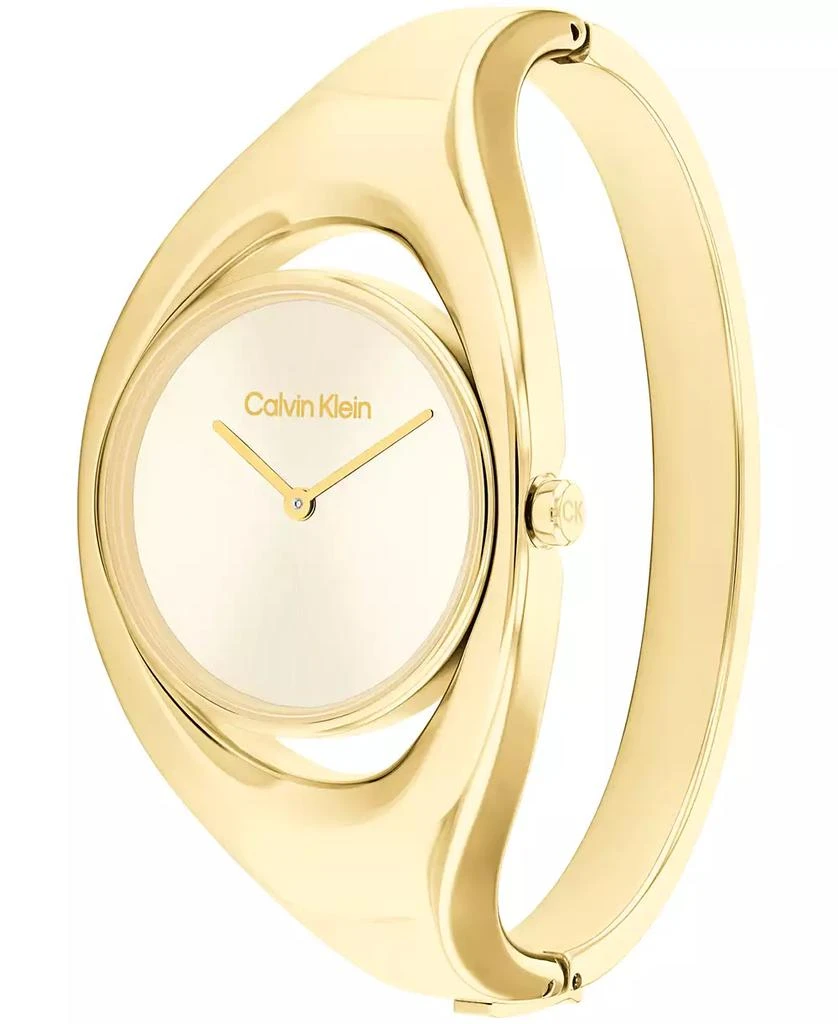 商品Calvin Klein|Women's Two Hand Gold-Tone Stainless Steel Bangle Bracelet Watch 30mm,价格¥849,第2张图片详细描述