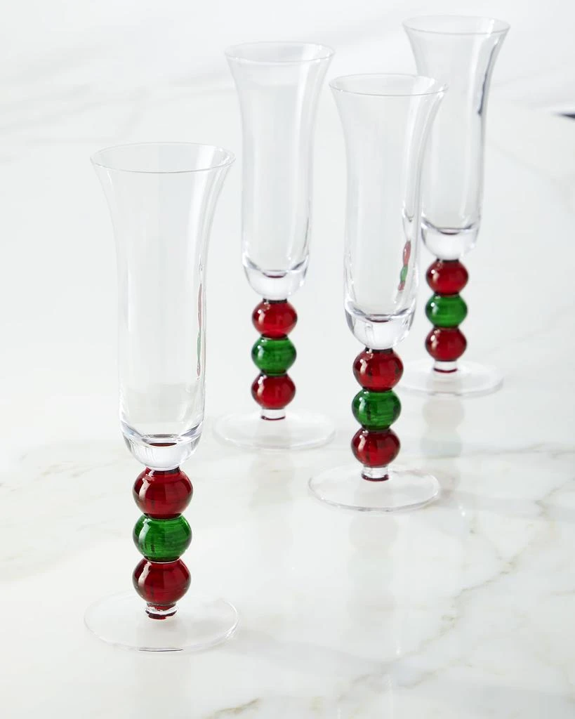 商品Neiman Marcus|Green & Red Champagne Flutes, Set of 4,价格¥380,第1张图片