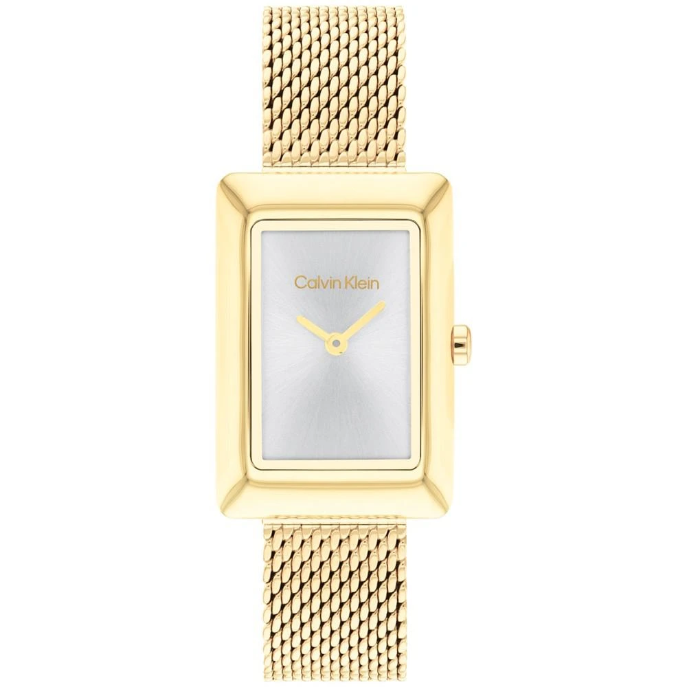 商品Calvin Klein|Women's Two Hand Gold-Tone Stainless Steel Mesh Bracelet Watch 22.5mm,价格¥1276,第1张图片
