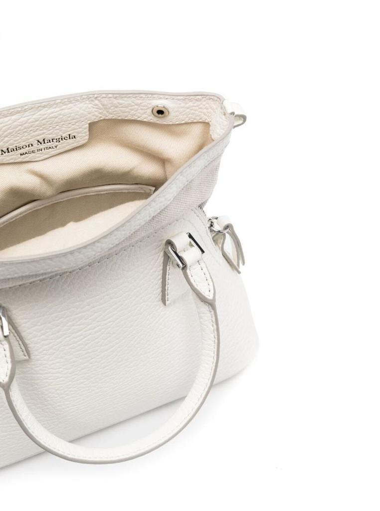 商品MAISON MARGIELA|'5AC Micro' White Shoulder Bag with Logo Label in Grainy Leather Woman Maison Margiela,价格¥9471,第6张图片详细描述