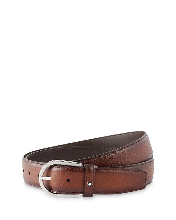 商品MontBlanc|Men's Horseshoe Shiny & Matte Stainless Steel Pin Buckle Belt,价格¥3704,第1张图片详细描述