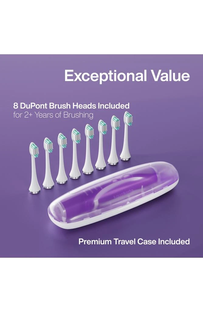 商品AquaSonic|VIBE Series Satin Violet UltraSonic Whitening Toothbrush wiht 8 DuPont Brush Heads & Travel Case,价格¥300,第3张图片详细描述