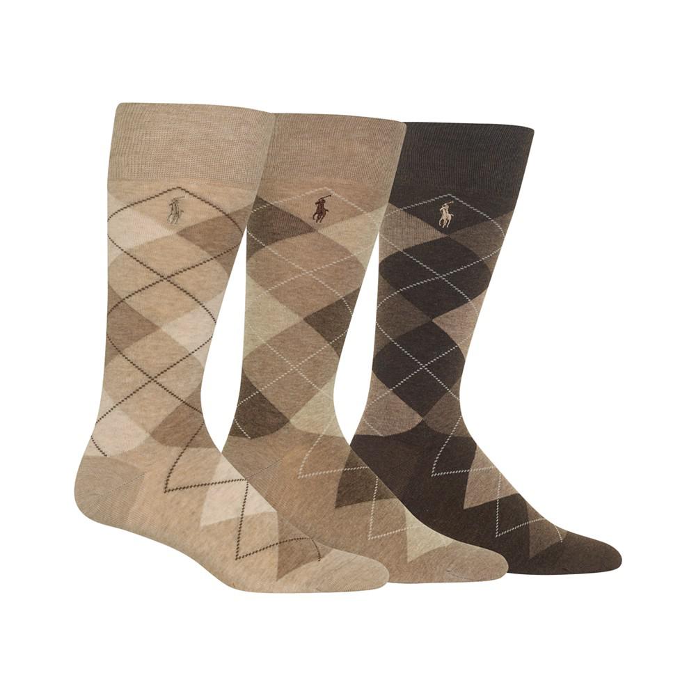 Ralph Lauren Men's Socks, Dress Argyle Crew 3 Pack Socks商品第1张图片规格展示
