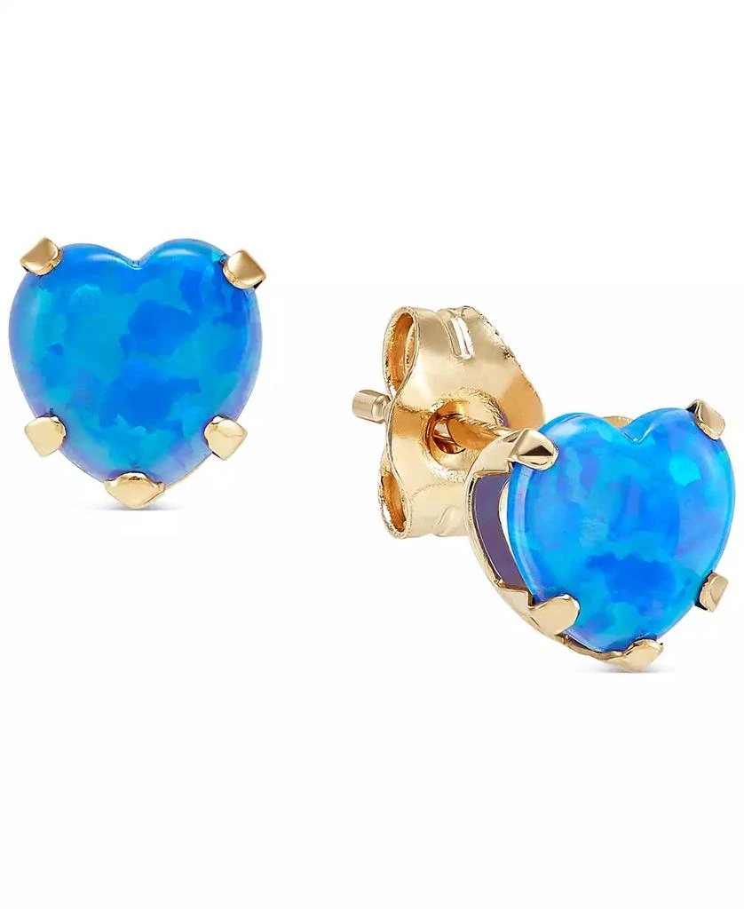 商品Macy's|Blue Opal Heart Stud Earrings (2 ct. t.w.) in 14k Gold,价格¥515,第1张图片