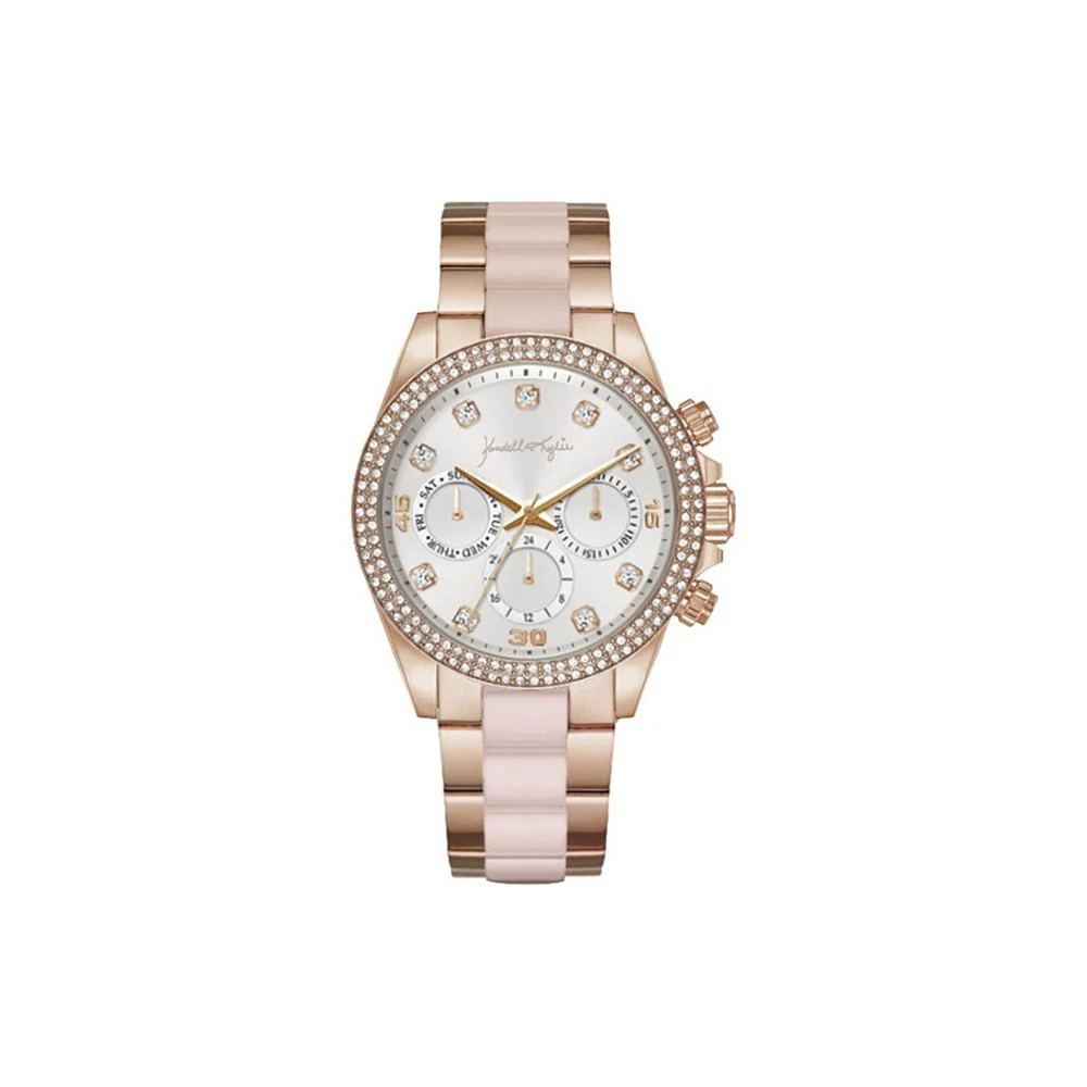 商品KENDALL & KYLIE|Women's Rose Gold-Tone and Blush Triple Link Mock-Chronograph Analog Metal Bracelet Watch,价格¥113,第1张图片