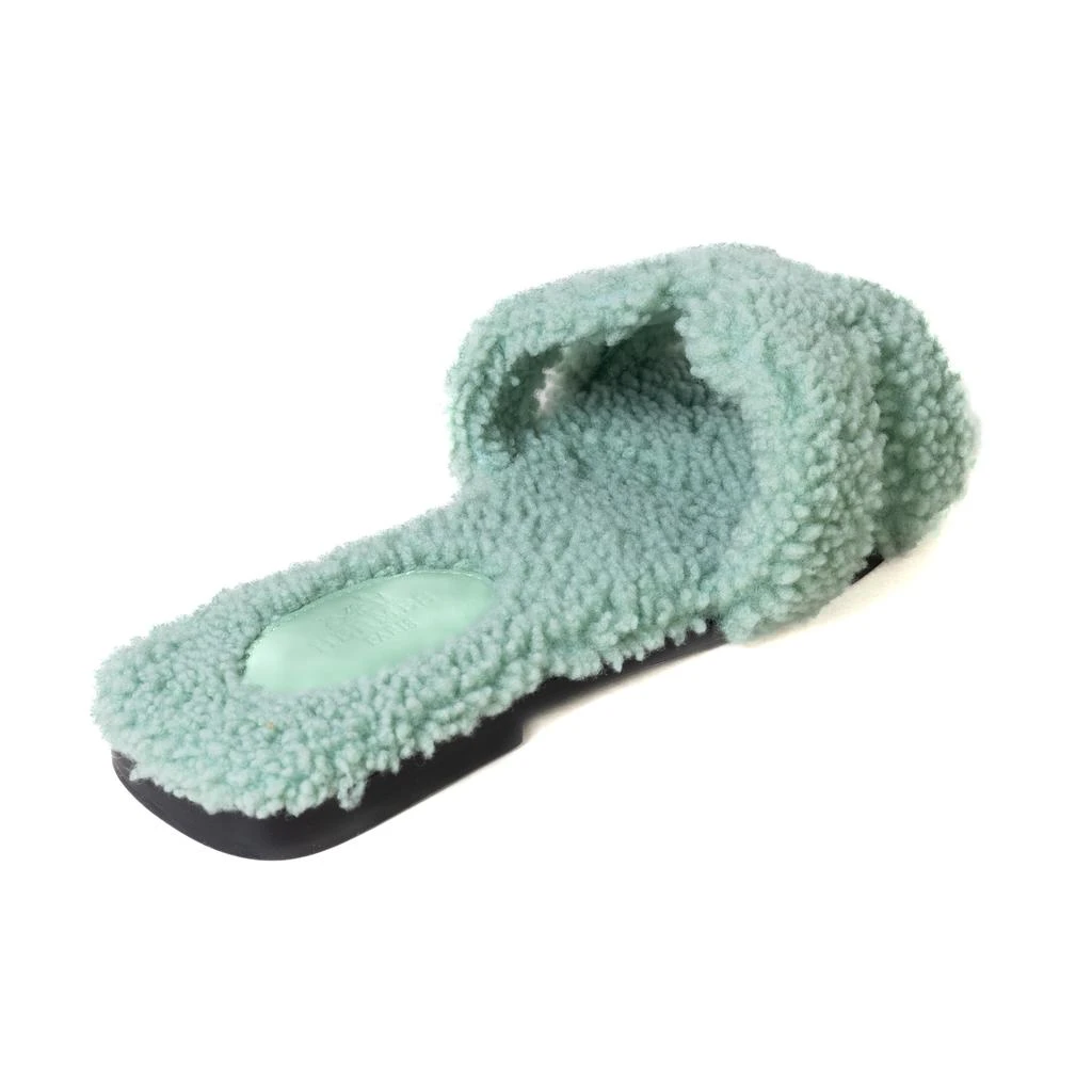 商品Hermes|Hermes Oran Teddy Sandals Vert D’Eau,价格¥7317,第2张图片详细描述