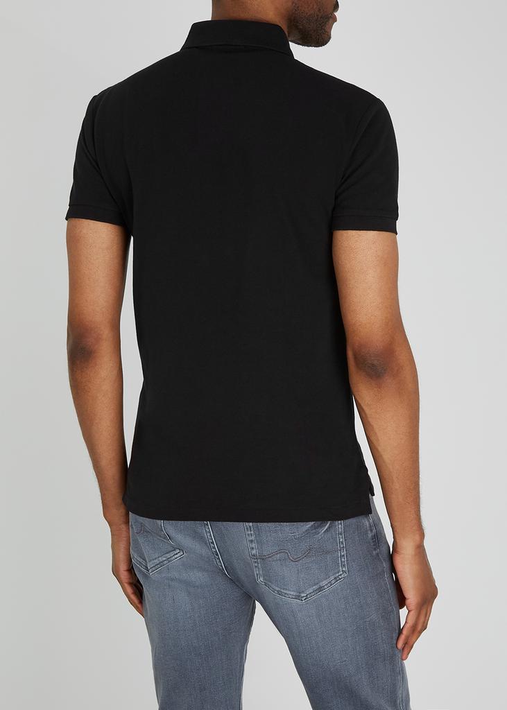 Black slim piqué cotton polo shirt商品第3张图片规格展示