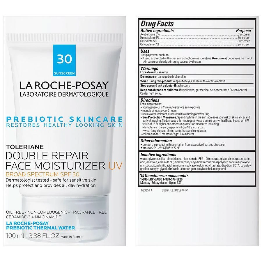 商品La Roche Posay|Face Moisturizer UV, Toleriane Double Repair Oil-Free Face Cream with SPF 30,价格¥200,第3张图片详细描述