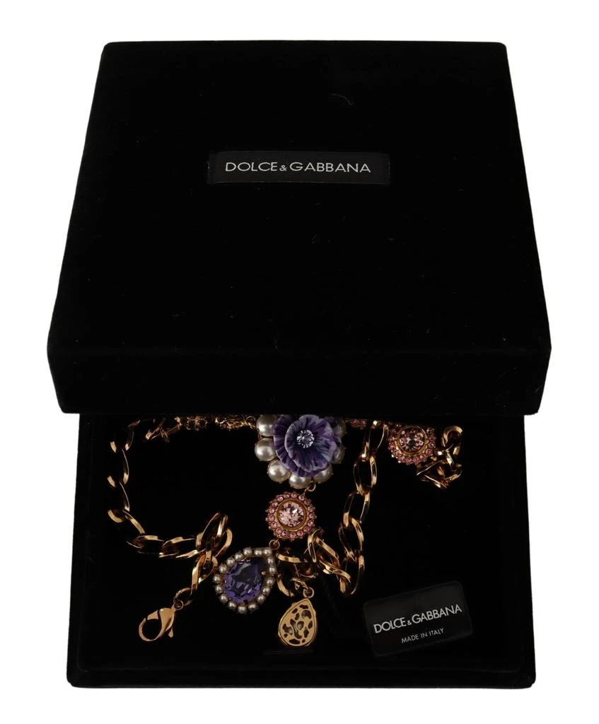 Dolce & Gabbana Gold Brass Crystal Purple Pink Pearl Pendants Necklace 商品